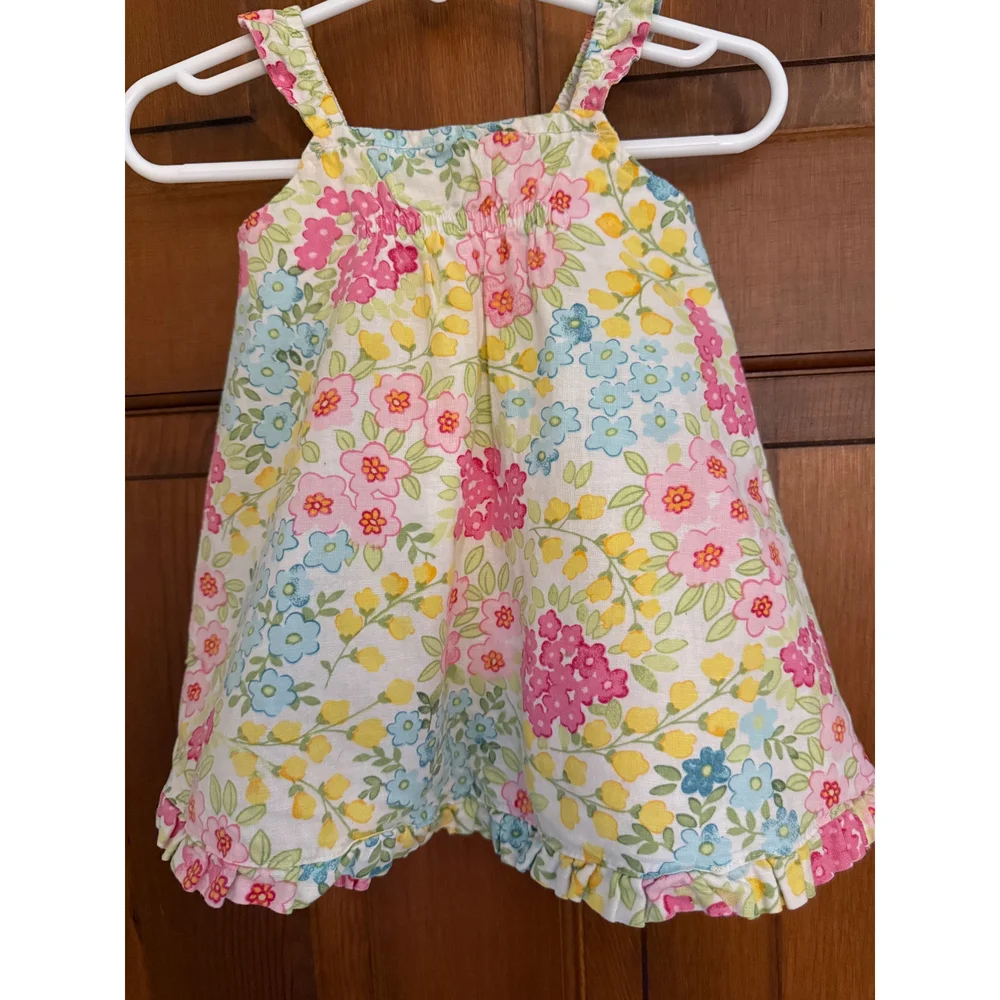 GAP Baby Linen Blend Floral Dress Girls 3-6m Lined Classic‎ Summer Beach Party